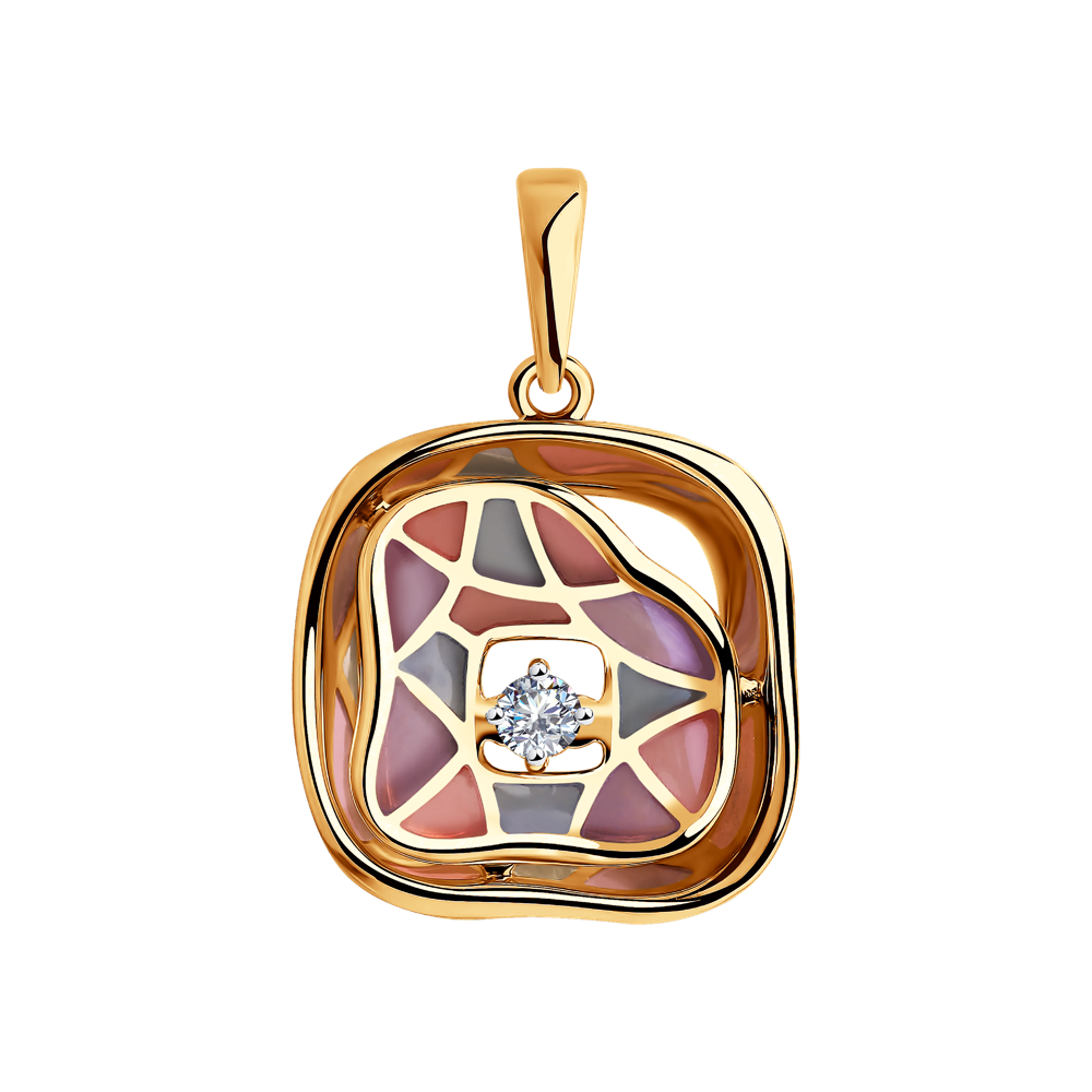 фото Подвеска sokolov diamonds из комбинированного золота с эмалью и бриллиантом