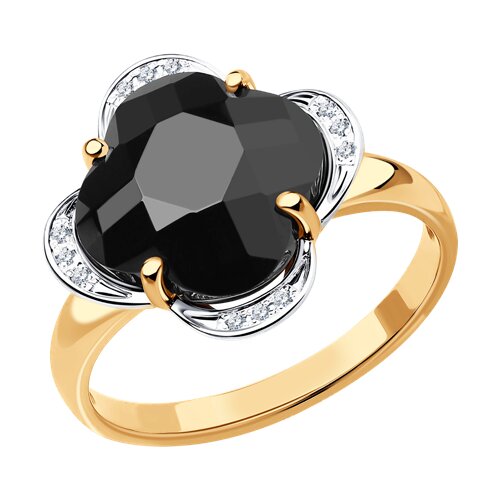 Кольцо из золота с бриллиантами и чёрной керамической вставкой