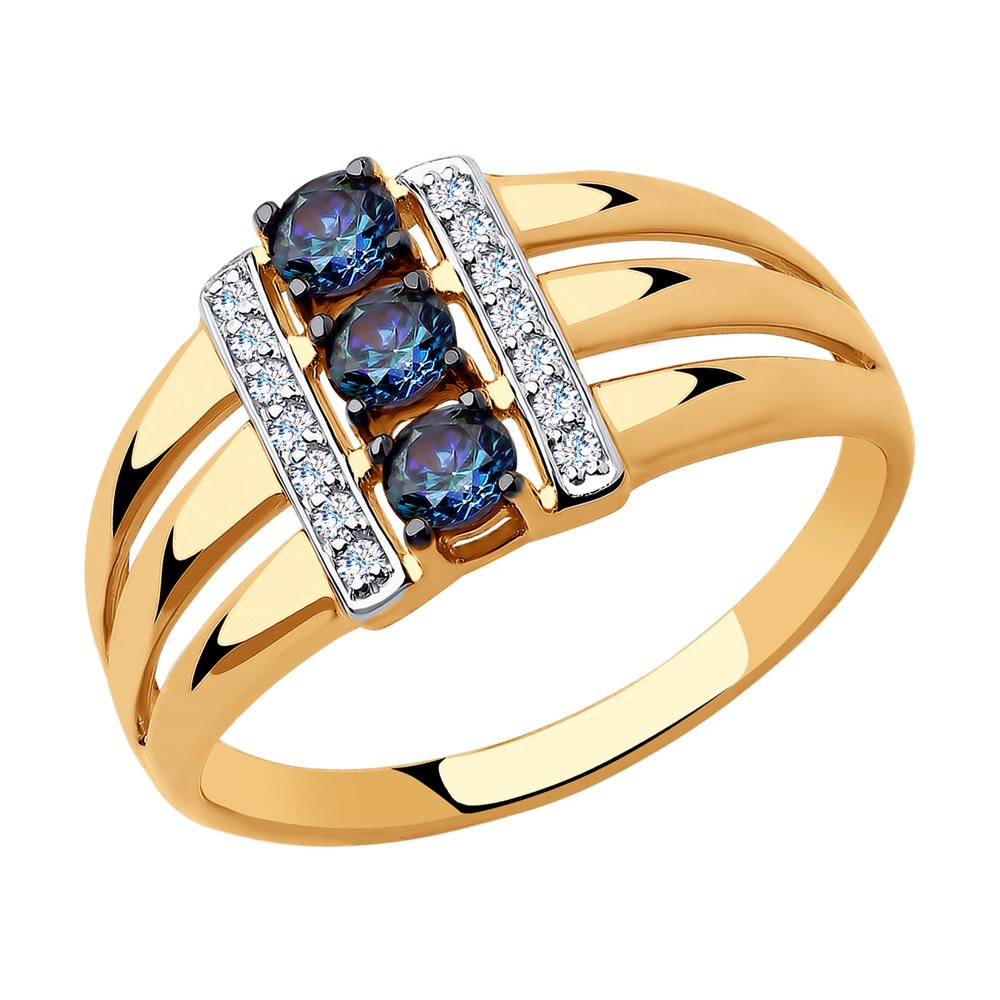 

Кольцо SOKOLOV из золота с бесцветными и синими Swarovski Zirconia