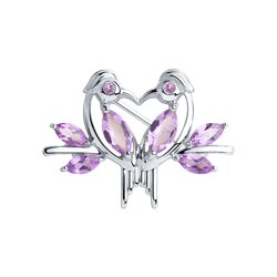 Брошь SOKOLOV из серебра с аметистами и фианитами 3100₽