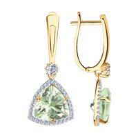 Серьги из золота с аметистами и фианитами