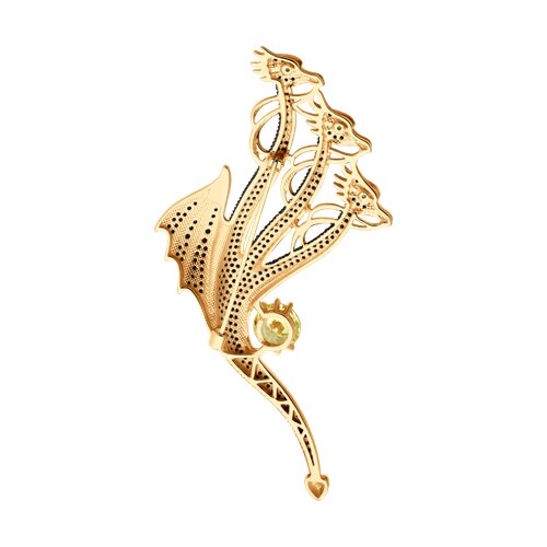 Брошь из золочёного серебра с фианитами - фото 2