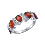 Кольцо из серебра с гранатами и фианитами