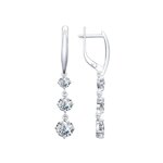 Серьги длинные из серебра со Swarovski Zirconia