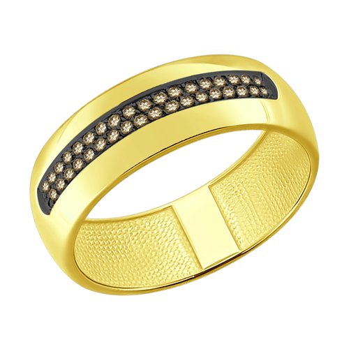 Кольцо из желтого золота с коньячными бриллиантами