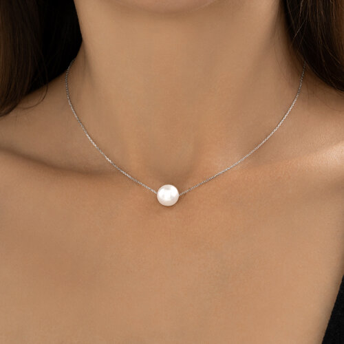 Колье из серебра с синтетическим жемчугом - фото 3