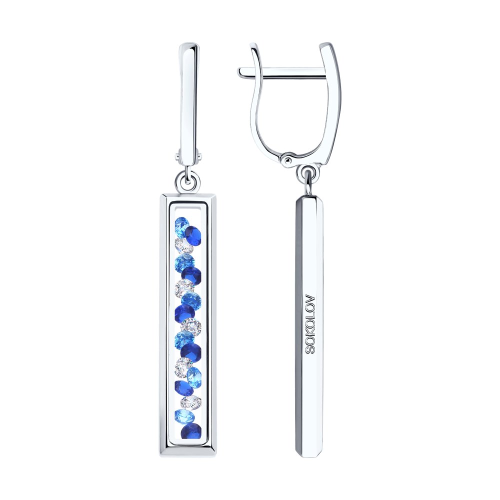 

Серьги SOKOLOV из белого золота с минеральным стеклом, Swarovski Zirconia, фианитами и шпинелями