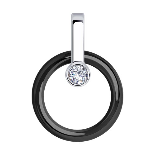 Подвеска из серебра с керамической вставкой и фианитом - фото 1